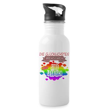 LGBTQ Trans Homosexuell Lesbisch Ehe für alle Bi - Trinkflasche mit integriertem Trinkhalm - Weiß - Rechts