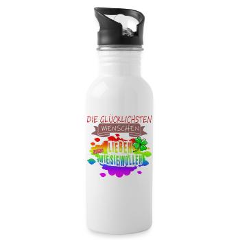 LGBTQ Trans Homosexuell Lesbisch Ehe für alle Bi - Trinkflasche mit integriertem Trinkhalm - Weiß - Rechts