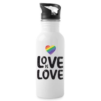 LGBTQ Pride Month - Love is Love - Water bottle with straw - white - Right