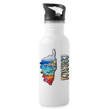 Watercolor Map Corsica - Water bottle with straw - white - Right