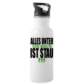 Tempolimit Autobahn Grüne Habeck Freiheit Verbot - Trinkflasche mit integriertem Trinkhalm - Weiß - Rechts