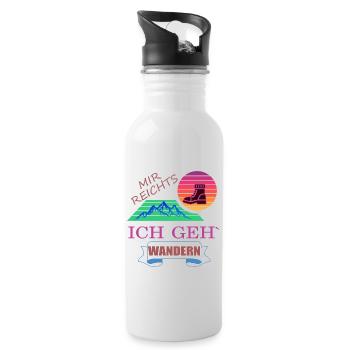 Natur Wandern Berge Gesundheit Glück Stiefel Luft - Trinkflasche mit integriertem Trinkhalm - Weiß - Rechts
