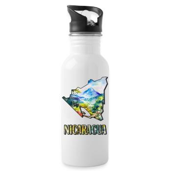 Aquarell Landkarte Nicaragua - Trinkflasche mit integriertem Trinkhalm - Weiß - Rechts