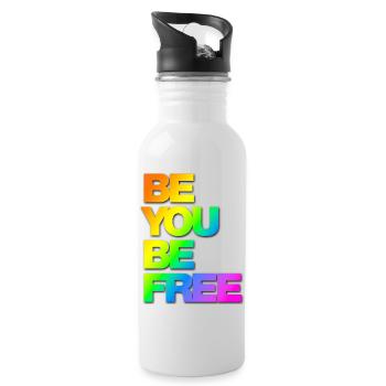Typo Be You Be Free Diversity hf Rainbow Shadow - Trinkflasche mit integriertem Trinkhalm - Weiß - Rechts
