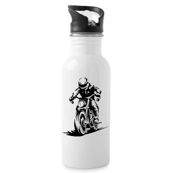 Motorrad Racing Caferacer Streefighter Biker Logo - Trinkflasche mit integriertem Trinkhalm - Weiß - Rechts