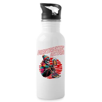 Buveur de bière Autriche - Squelette avec de la bière Autriche - Gourde avec paille intégrée - blanc - Droite