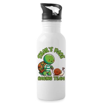 Snail's Pace Racing Team, Turtle and Snail - Water bottle with straw - white - Right