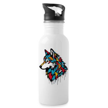 Wolf - Water bottle with straw - white - Right