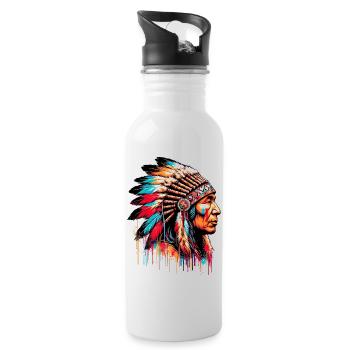 American Indian American - Water bottle with straw - white - Right