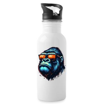 Gorillas with Sunglasses - Water bottle with straw - white - Right