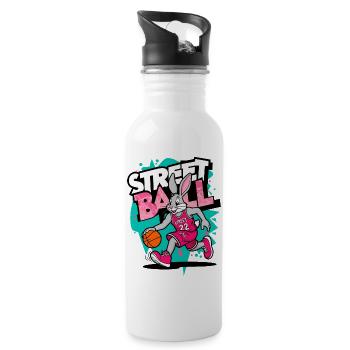 Basketball Hase - Trinkflasche mit integriertem Trinkhalm - Weiß - Rechts