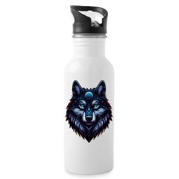 Cosmic Wolf - Water bottle with straw - white - Right