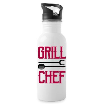 grill chef - Trinkflasche mit integriertem Trinkhalm - Weiß - Rechts