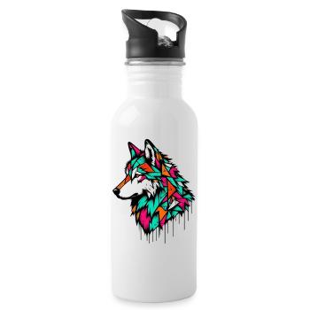 Wolf - Water bottle with straw - white - Right