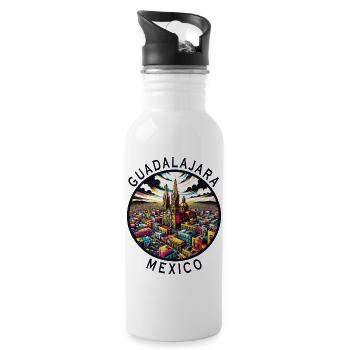 Guadalajara Mexiko Städte Design - Trinkflasche mit integriertem Trinkhalm - Weiß - Rechts