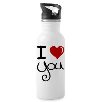 i love you 1 - Water bottle with straw - white - Right