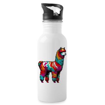 Alpaka - Trinkflasche mit integriertem Trinkhalm - Weiß - Rechts