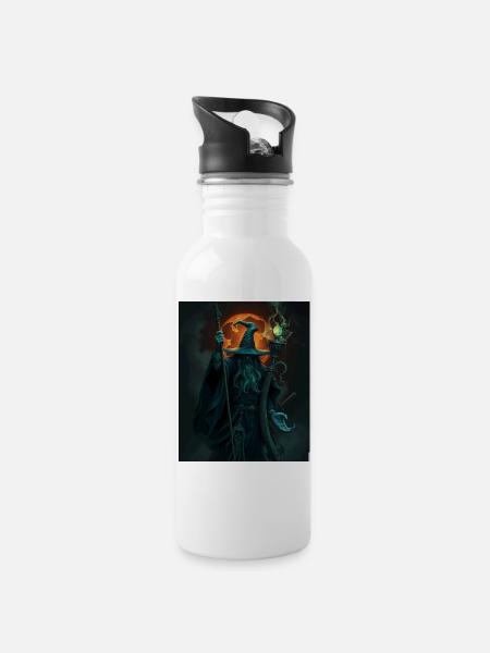 Magician - Water bottle with straw - white