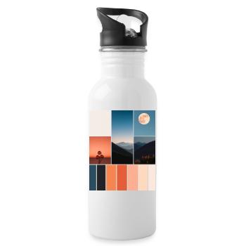 Mountains - Water bottle with straw - white - Right