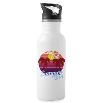 chill out summertime - Palmen im Sonnenuntergang - Trinkflasche mit integriertem Trinkhalm - Weiß - Rechts