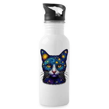 Cat - Water bottle with straw - white - Right