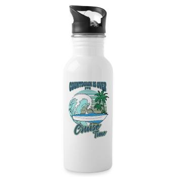 Countdown is Over - Its Cruise Time - Trinkflasche mit integriertem Trinkhalm - Weiß - Rechts