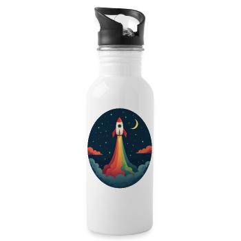 Launched Out - Never Looking Back - Water bottle with straw - white - Right
