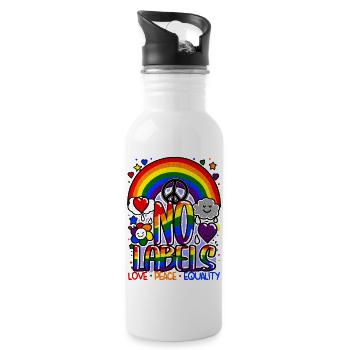 Aucun Labels Design Arc-en-ciel LGBT & Egalité - Gourde avec paille intégrée - blanc - Droite