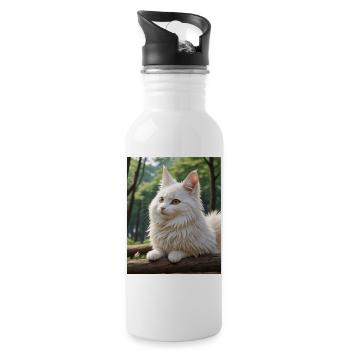 Cute Cat - Water bottle with straw - white - Right