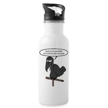 Heute bin ich eine Möwe - Trinkflasche mit integriertem Trinkhalm - Weiß - Rechts