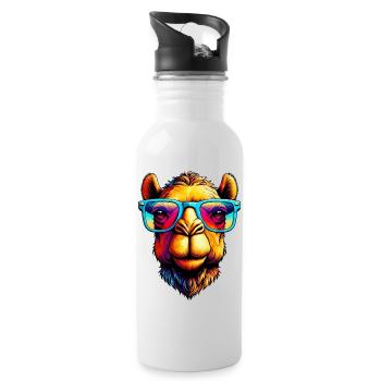 Camel with sunglasses - Water bottle with straw - white - Right