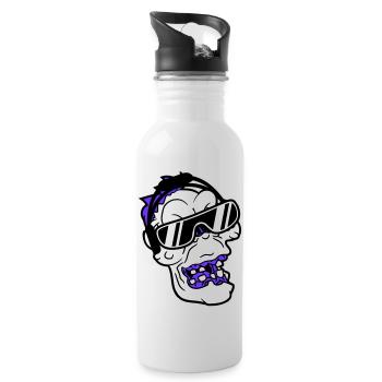 Cool DJ Zombie Undead Horror Halloween Party Head - Water bottle with straw - white - Right