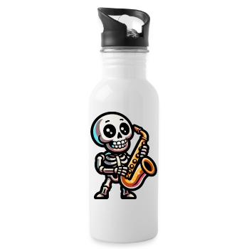 Squelette d’Halloween jouant du saxophone - Gourde avec paille intégrée - blanc - Droite