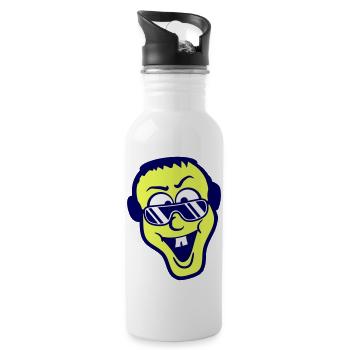 DJ Fun Party Club Head Naughty Happy Laughs Cool - Water bottle with straw - white - Right