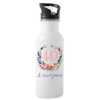 40 et génial ! personnalisable - Gourde avec paille intégrée - blanc - Droite