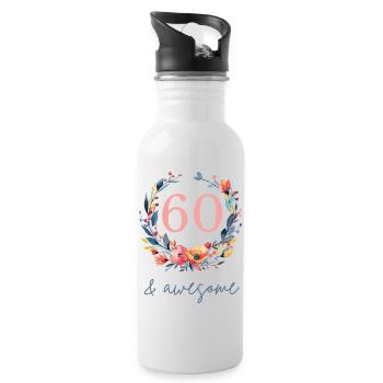 60 et génial ! personnalisable - Gourde avec paille intégrée - blanc - Droite