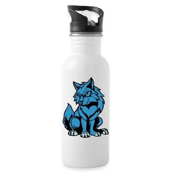 wolf comic tier - Trinkflasche mit integriertem Trinkhalm - Weiß - Rechts