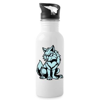 Loup Bande Dessinée Animal - Gourde avec paille intégrée - blanc - Droite