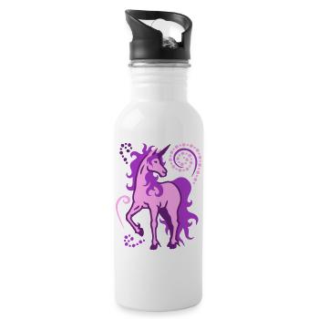 Einhorn individuell 3farbig SVG - Trinkflasche mit integriertem Trinkhalm - Weiß - Rechts