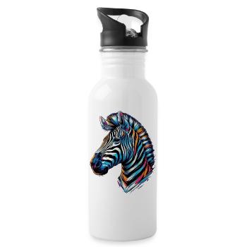 Zebra - Trinkflasche mit integriertem Trinkhalm - Weiß - Rechts