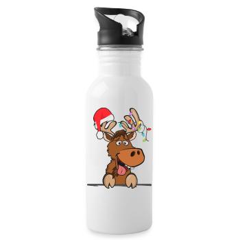 Cooles Rentier Weihnachtsmütze Schnee Weihnachten - Trinkflasche mit integriertem Trinkhalm - Weiß - Rechts