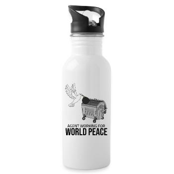 Agent working for World Peace - Water bottle with straw - white - Right