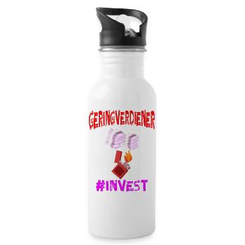 Geld Motivation Profit Gewinn Performance Rendite - Trinkflasche mit integriertem Trinkhalm - Weiß - Rechts