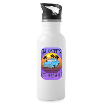 Osten Ossi DDR Ost stolz Trabi Geschenk Nostalgie - Trinkflasche mit integriertem Trinkhalm - Weiß - Rechts