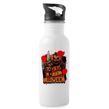 Killer Halloween Kürbis - Trinkflasche mit integriertem Trinkhalm - Weiß - Rechts