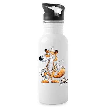 Renard avec lapin jouet et peluche - Gourde avec paille intégrée - blanc - Droite