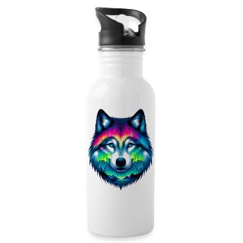 Wolf - Trinkflasche mit integriertem Trinkhalm - Weiß - Rechts