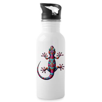 Gecko - Trinkflasche mit integriertem Trinkhalm - Weiß - Rechts