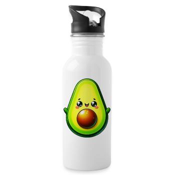 Avocado - Trinkflasche mit integriertem Trinkhalm - Weiß - Rechts