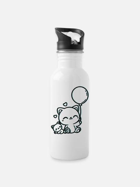 Feline - Water bottle with straw - white